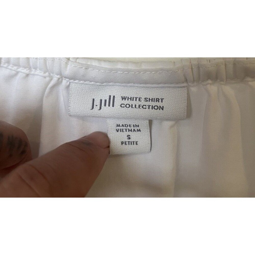 J Jill White Shirt Collection 3/4 Puff Sleeve Peasant Blouse Size Small Petite - Picture 5 of 10